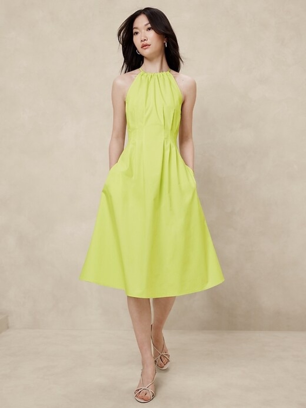 Banana Republic Lime Green Halter Midi Dress